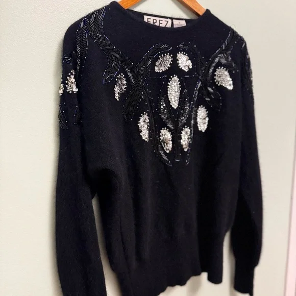 Elegant Black Sweater with Embellished Design - Picture 3 of 5